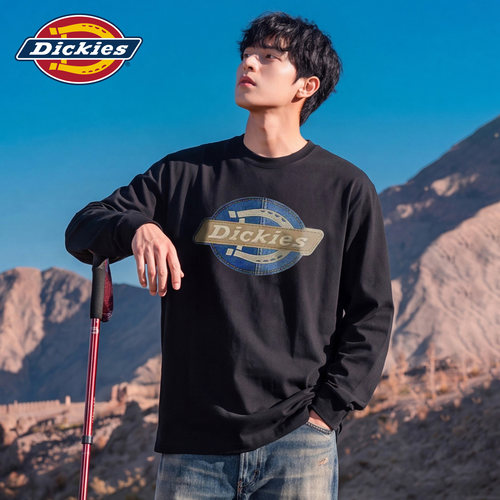 Dickies美式纯棉印花圆领长袖T恤