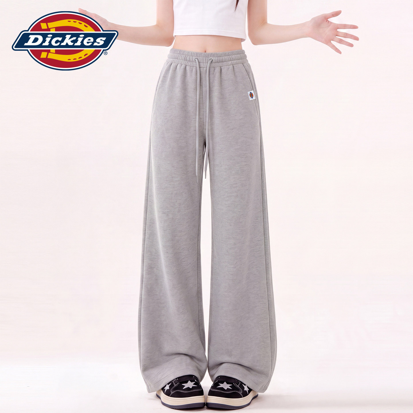 Dickies帝酷适美式薄款冰丝凉感阔腿休闲裤女夏季宽松直筒运动裤Y