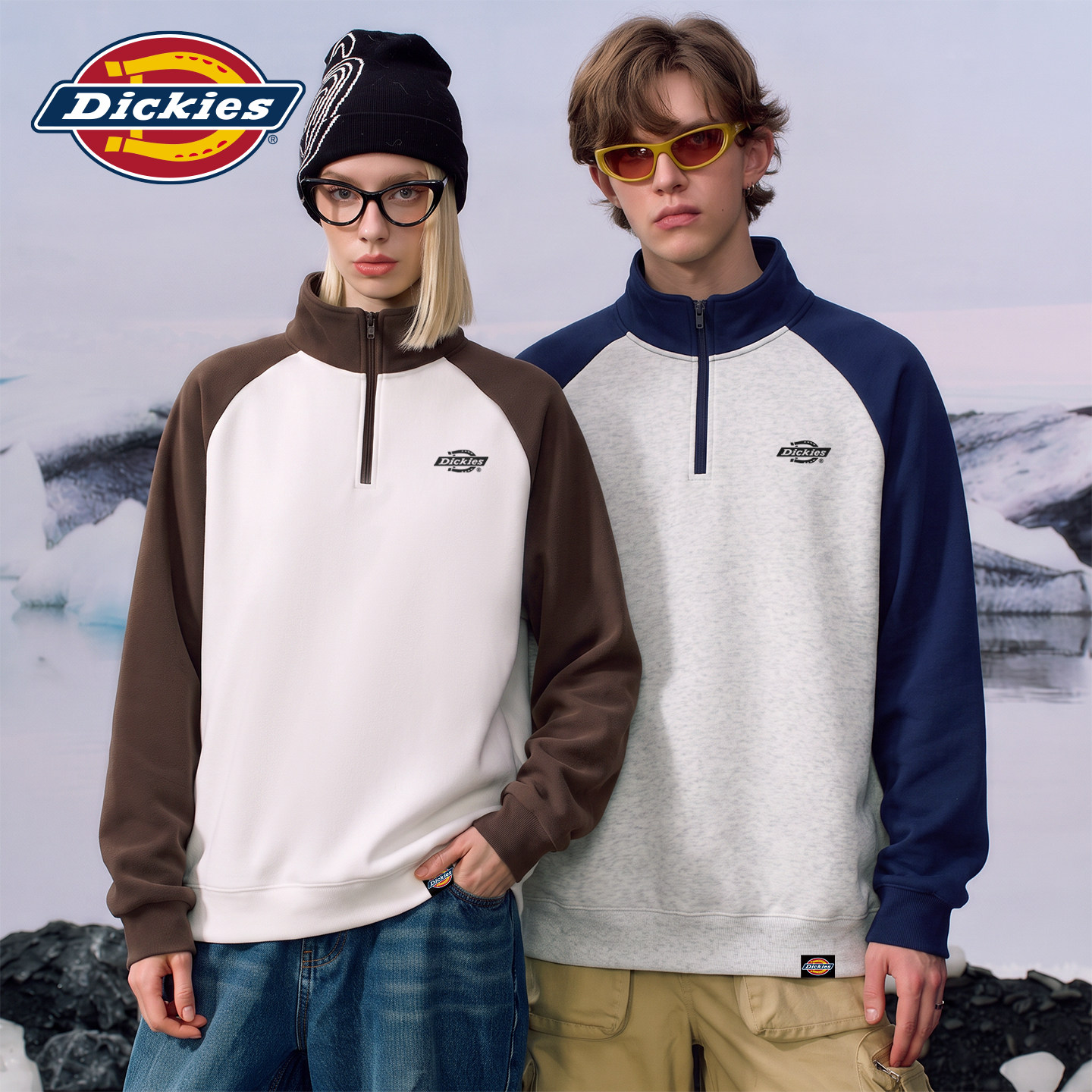 Dickies美式卫衣男款2026新款休闲百搭上衣情侣装半拉链秋季外套A