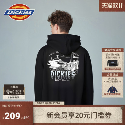 Dickies25秋冬新款 宽松版型 背后印花码头元素连帽卫衣 男女情侣