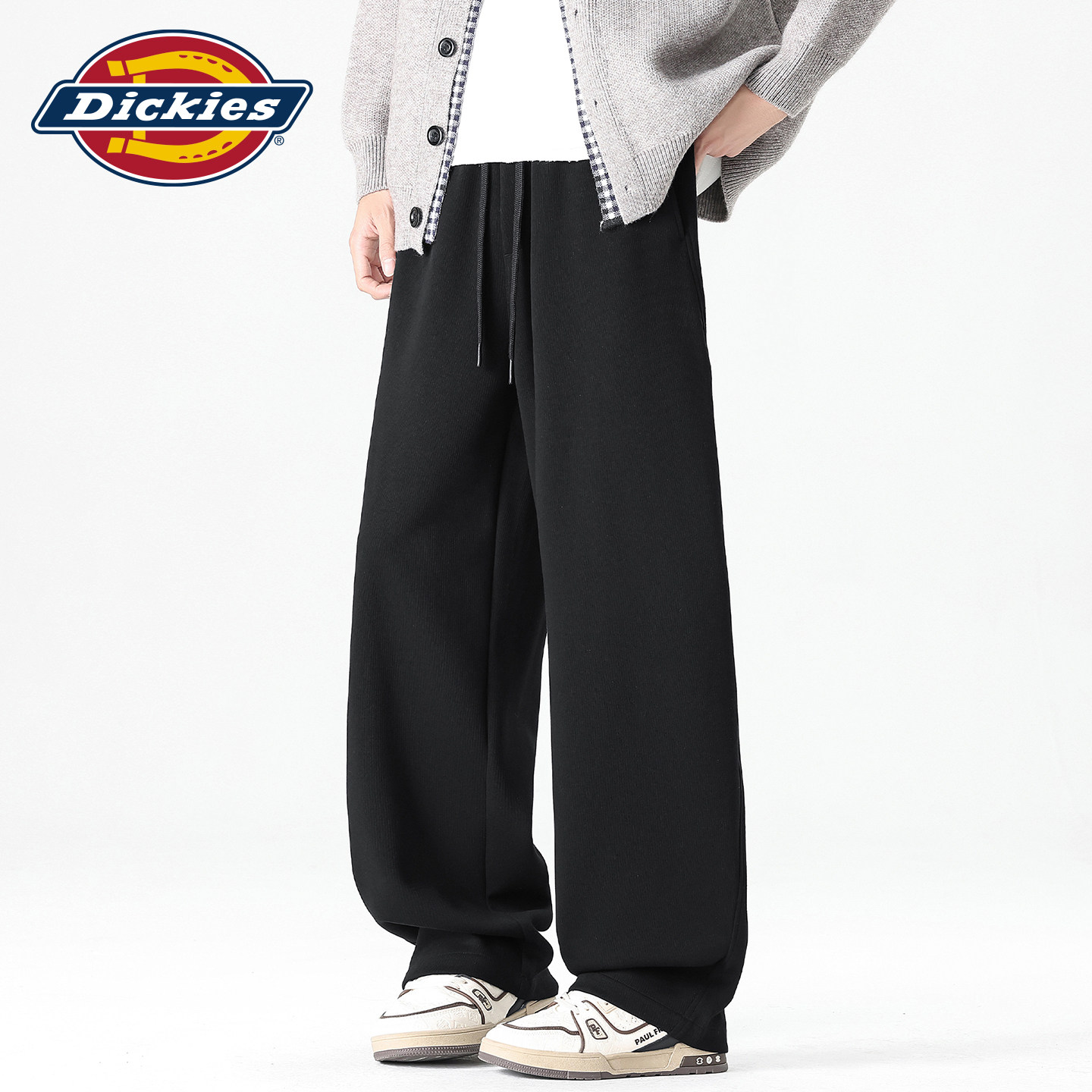 Dickies帝酷适秋季宽松直筒休闲裤男士潮牌新款抽绳垂感针织卫裤Y