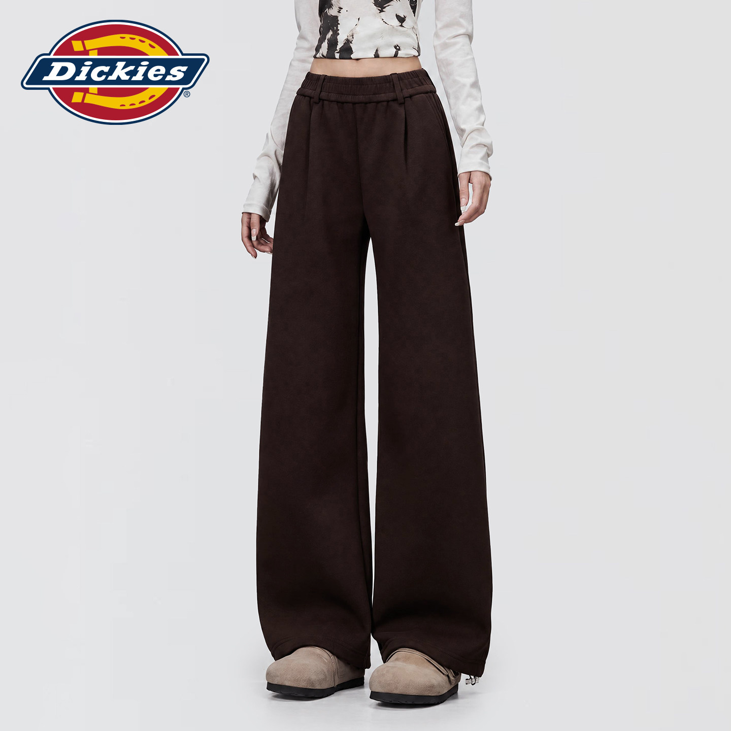 Dickies帝酷适极简风高腰阔腿裤女2026秋季宽松显瘦垂坠感拖地裤m
