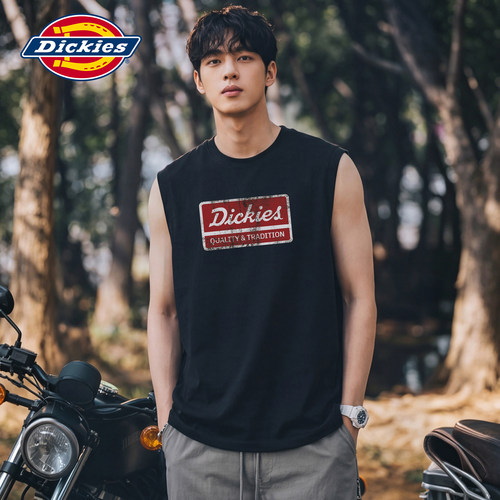 Dickies帝酷适纯棉工字背心男夏季美式简约高级字母印花清爽上衣M
