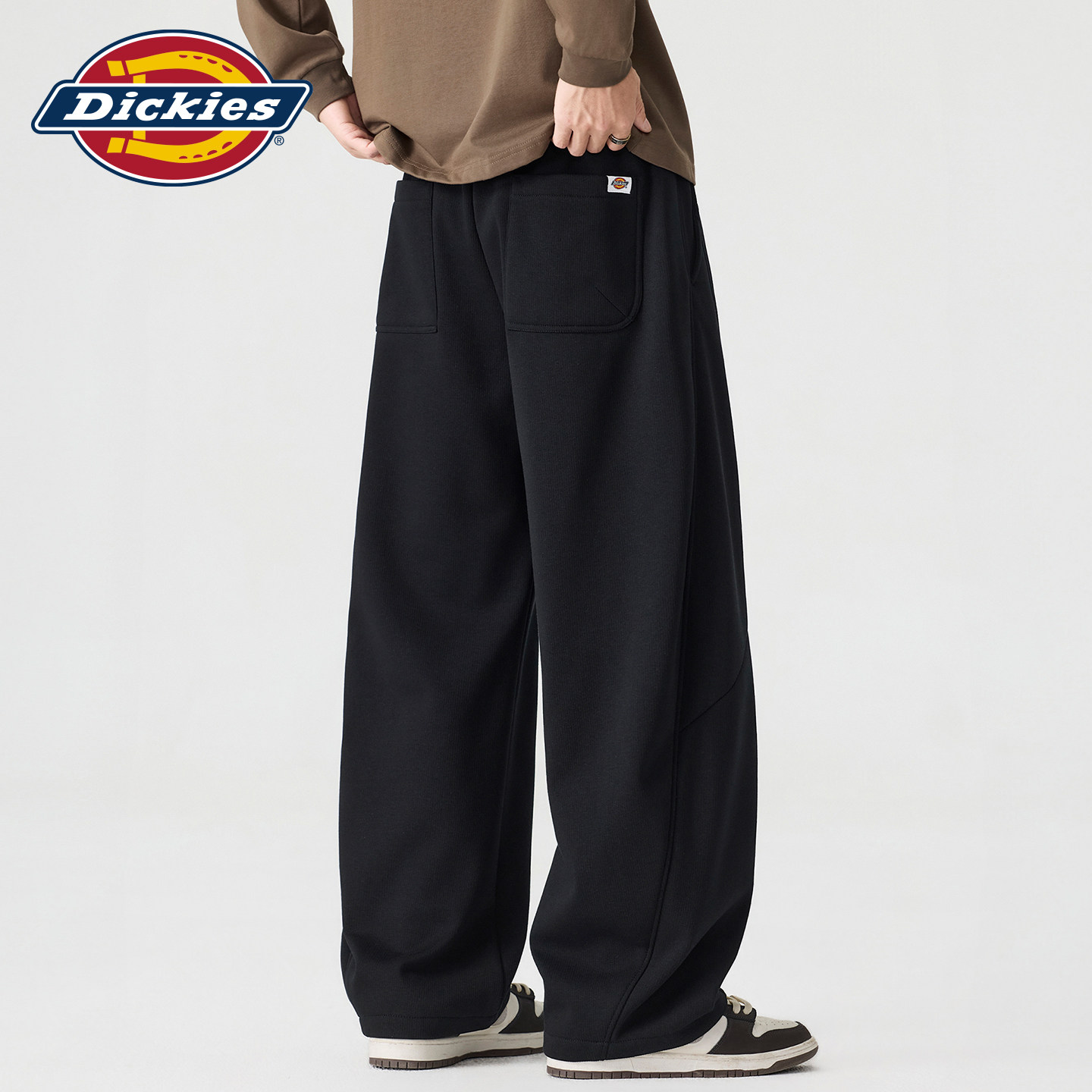 Dickies帝酷适宽松垂感针织卫裤抽绳设计男士秋季阔腿弯刀休闲裤Y