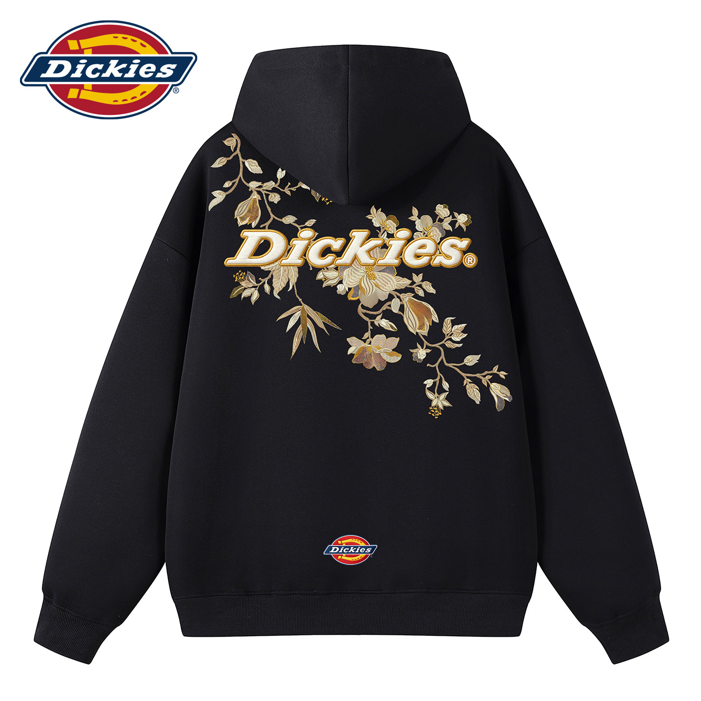 Dickies秋冬品牌标识高街植物花卉logo宽松保暖套头连帽卫衣男J