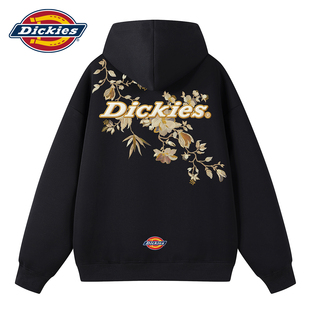 Dickies秋冬美式复古高街植物花卉logo宽松保暖套头连帽卫衣男8J