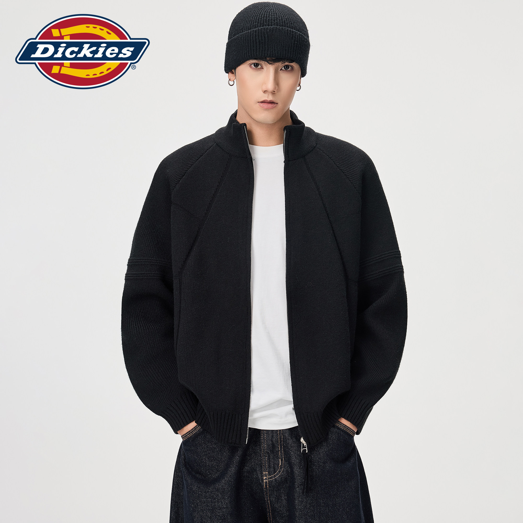 Dickies男秋季立领拉链毛衣外套图片