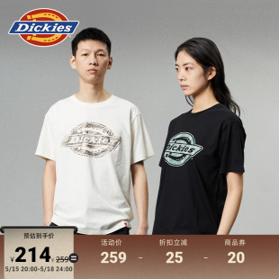 男女情侣 T恤 胸前大logo印花舒适内搭圆领短袖 Dickies24春夏新品