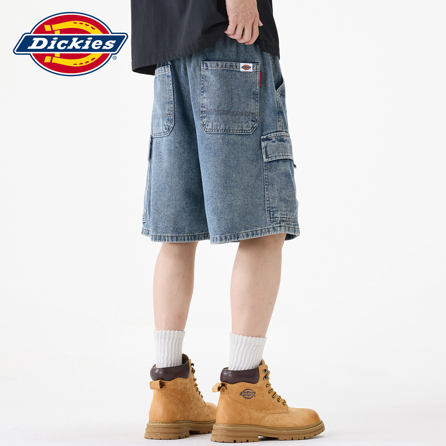 Dickies帝酷适美式复古五分裤子男士夏季大口袋薄款工装牛仔短裤Y