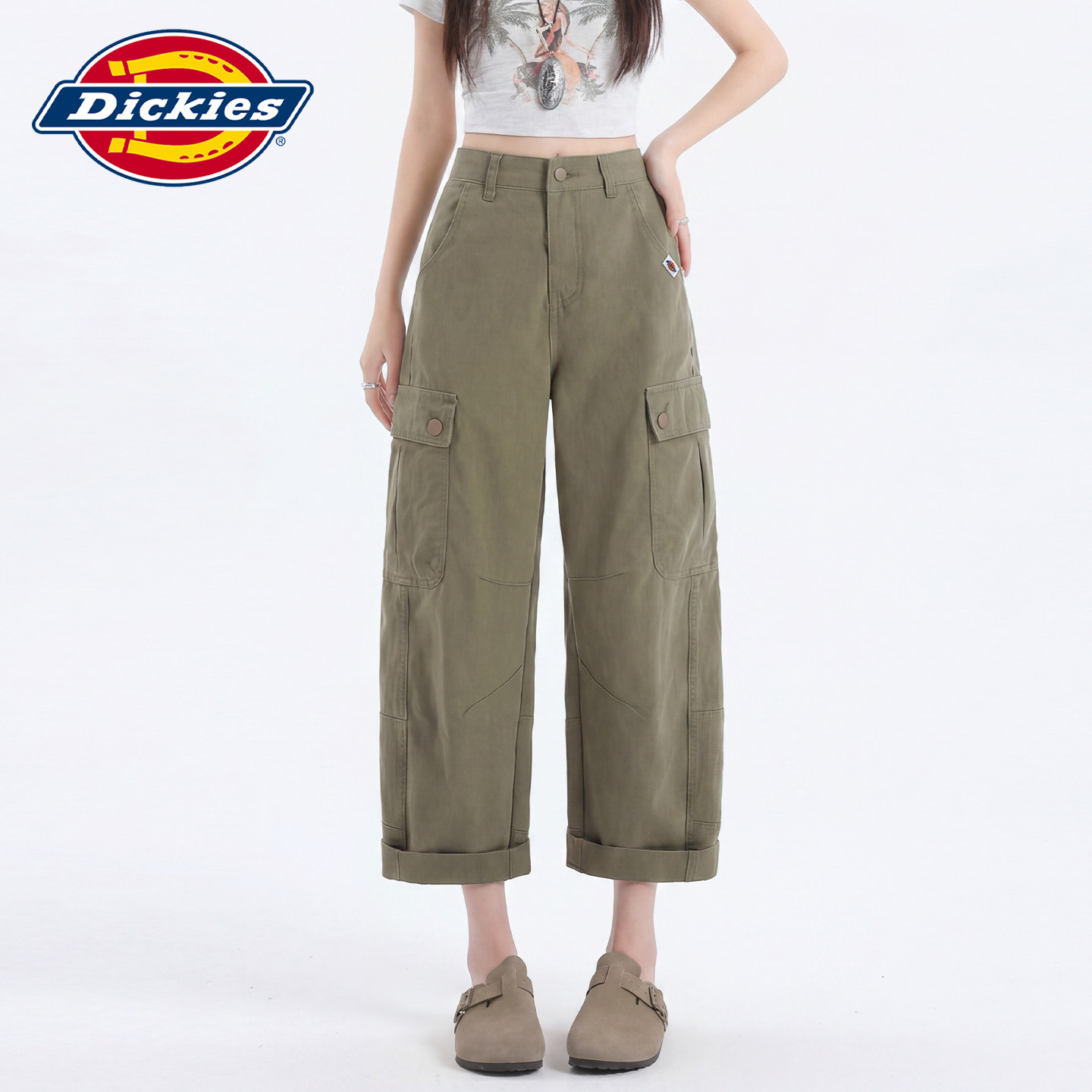 Dickies帝酷适薄款九分工装裤女Y