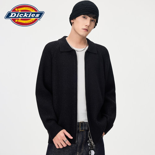 Dickies男秋季翻领拉链针织毛衣