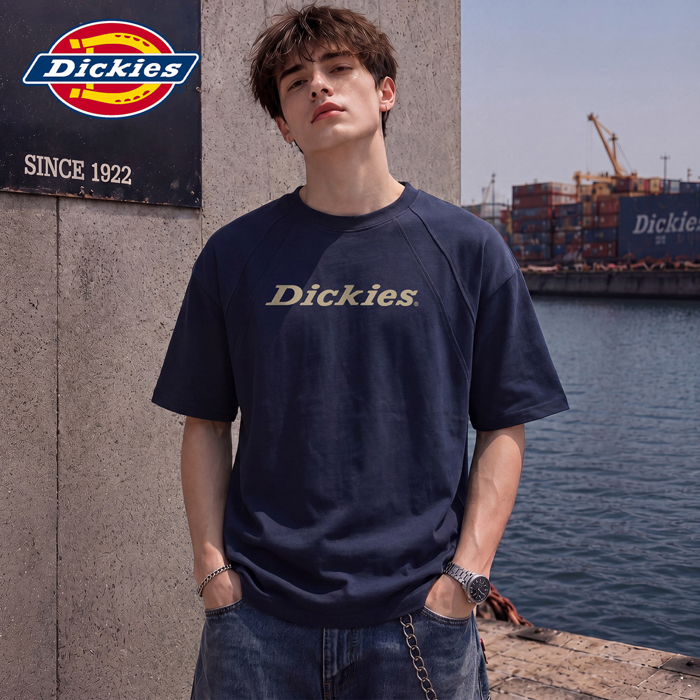 【莱赛尔】Dickies帝酷适夏季薄款透气短袖T恤男士宽松休闲上衣Y