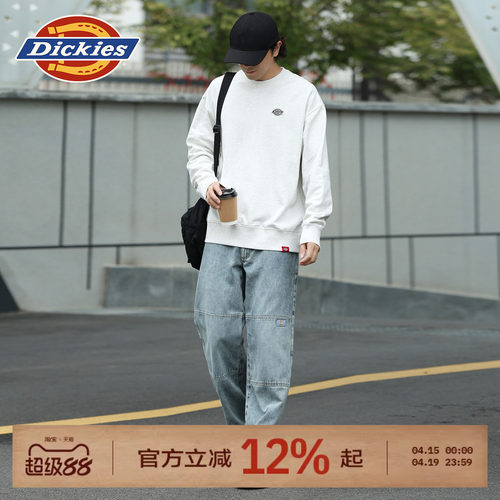 Dickies帝酷适26春秋新款经典小logo徽章圆领卫衣毛圈布内里男女J