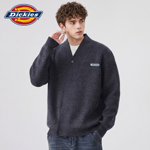 Dickies斜扣V领开衫毛衣针织外套