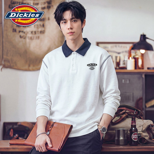 Dickies撞色POLO衫纽扣套头卫衣