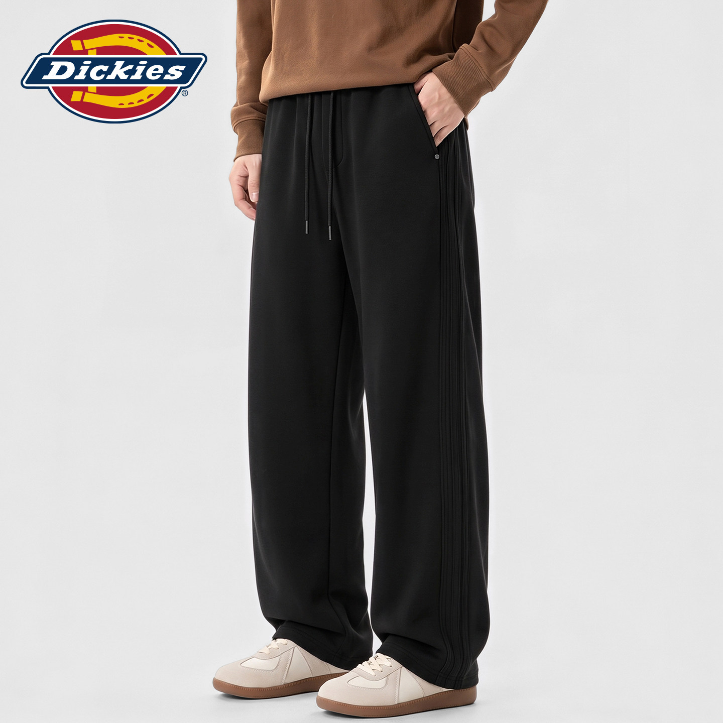 Dickies男士加绒裤子秋冬季加厚运动休闲裤黑色慵懒风卫裤长裤男A
