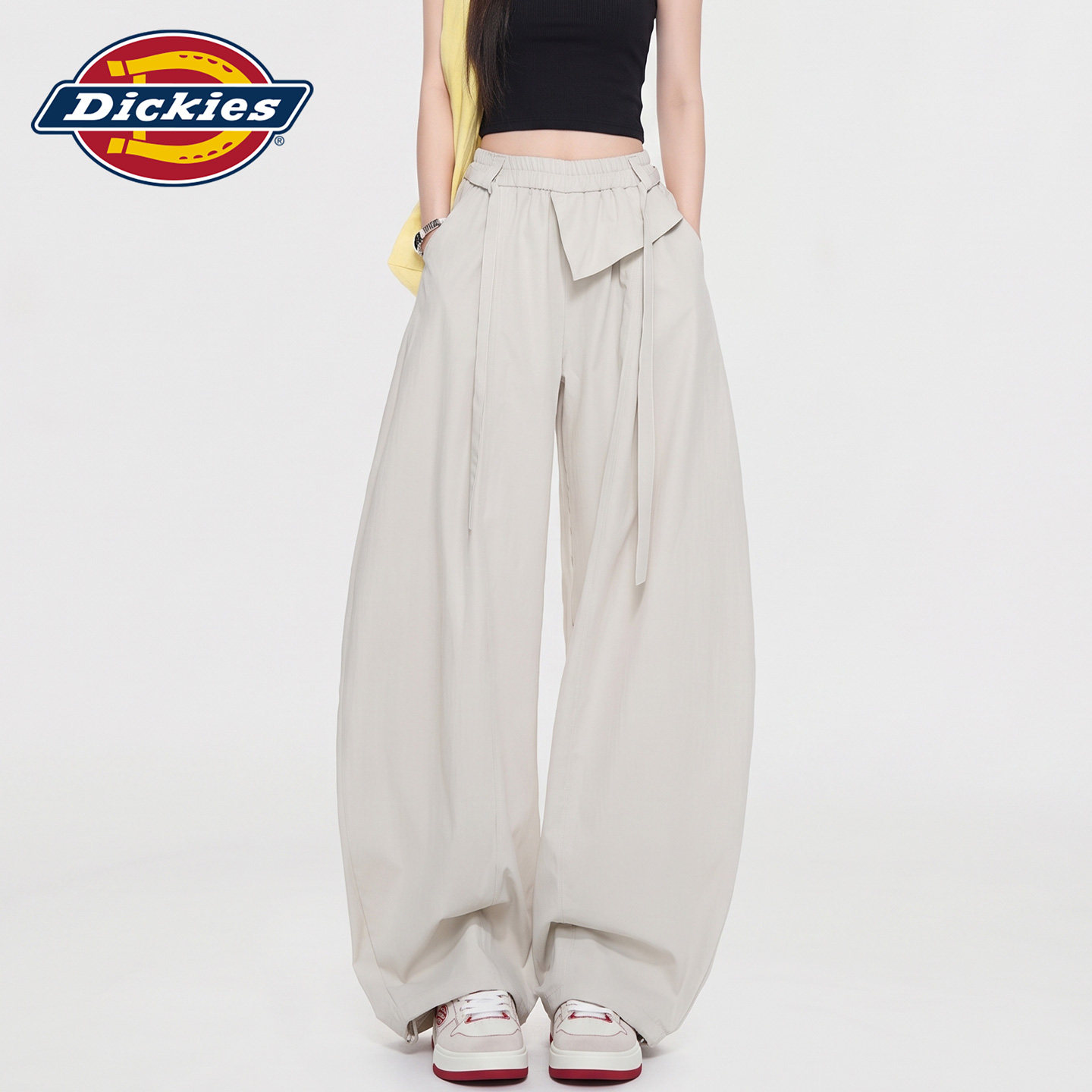 Dickies帝酷适韩版慵懒风可调节束脚阔腿裤女宽松显瘦百搭休闲裤Y