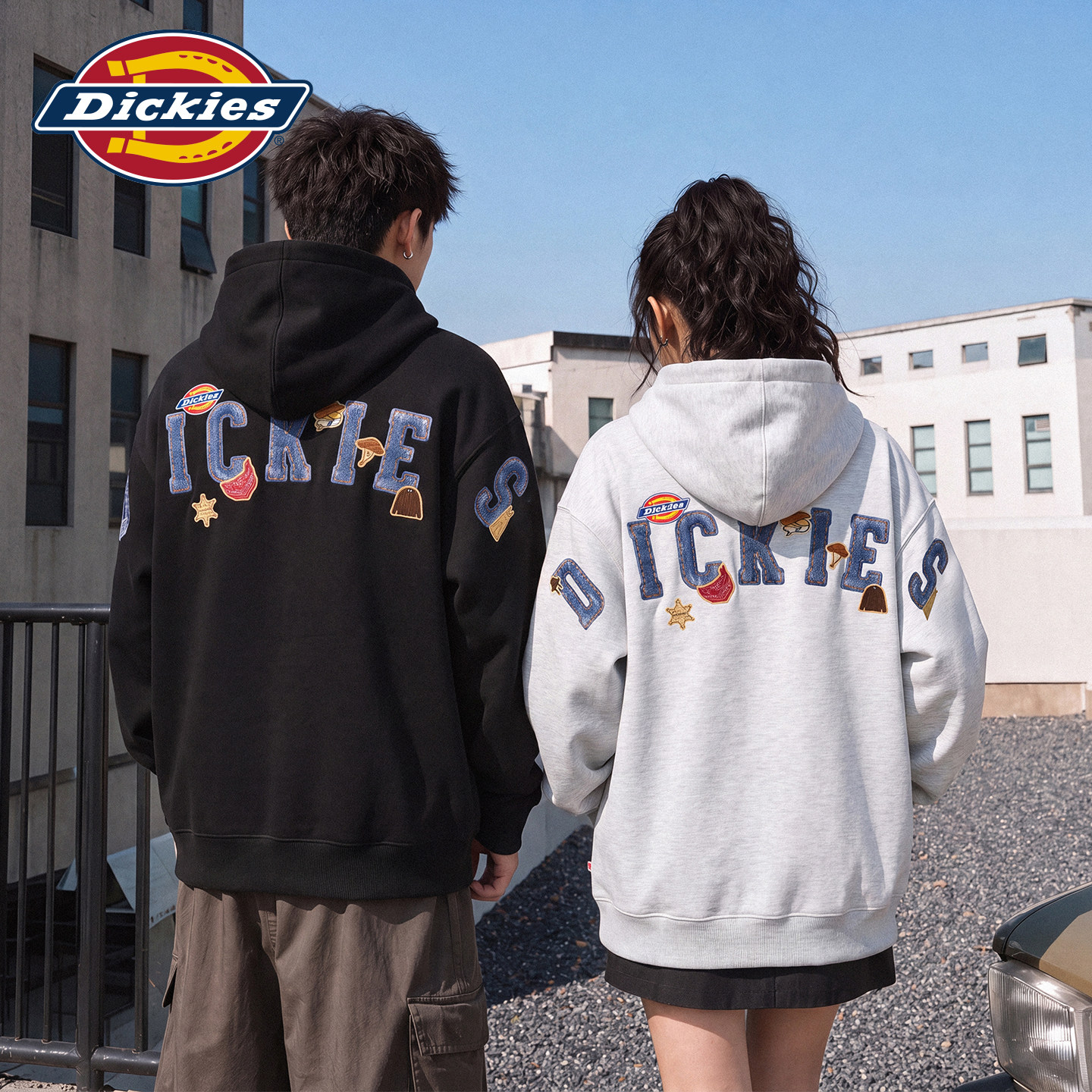 Dickies帝酷适美式复古字母连帽卫衣男秋季新款情侣款潮牌外套女J
