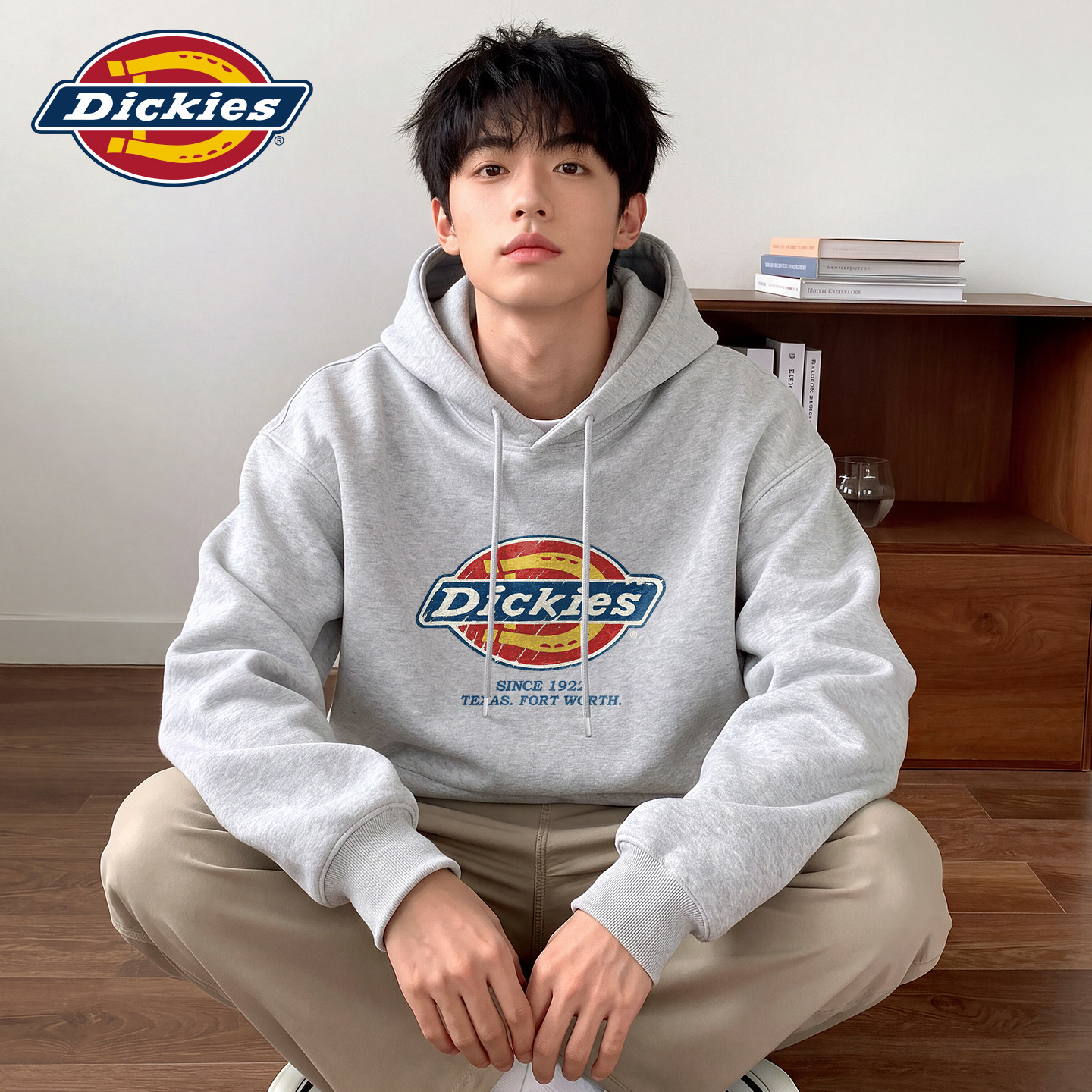Dickies加绒卫衣男2026新款秋冬季连帽衫重磅美式松弛感穿搭外套A
