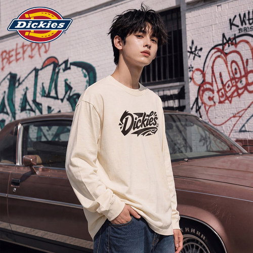 Dickies创意印花圆领百搭长袖T恤