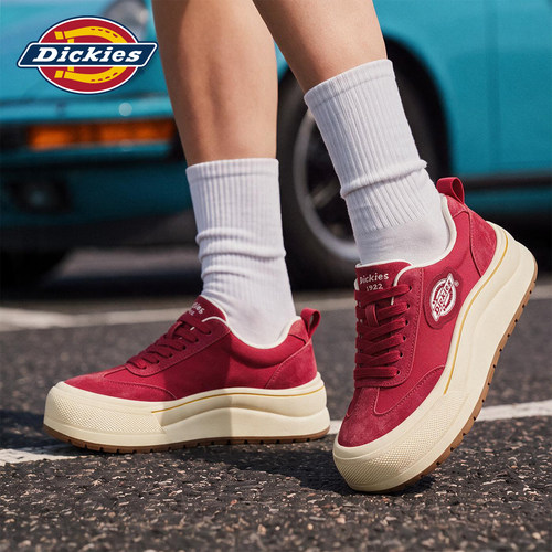 Dickies红色厚底增高板鞋女款