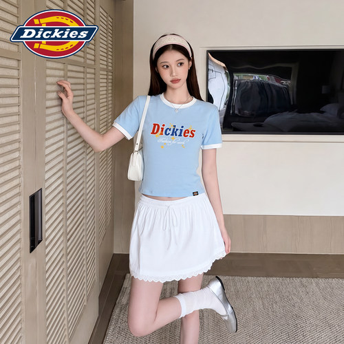 Dickies撞色宽松纯棉短袖T恤女