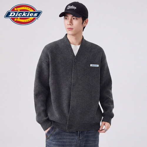 Dickies斜扣V领开衫毛衣针织外套
