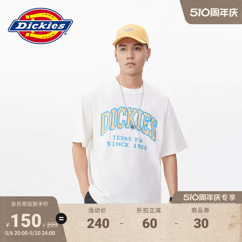 Dickies 工装春夏休闲印花短袖T恤 男女情侣宽松内搭