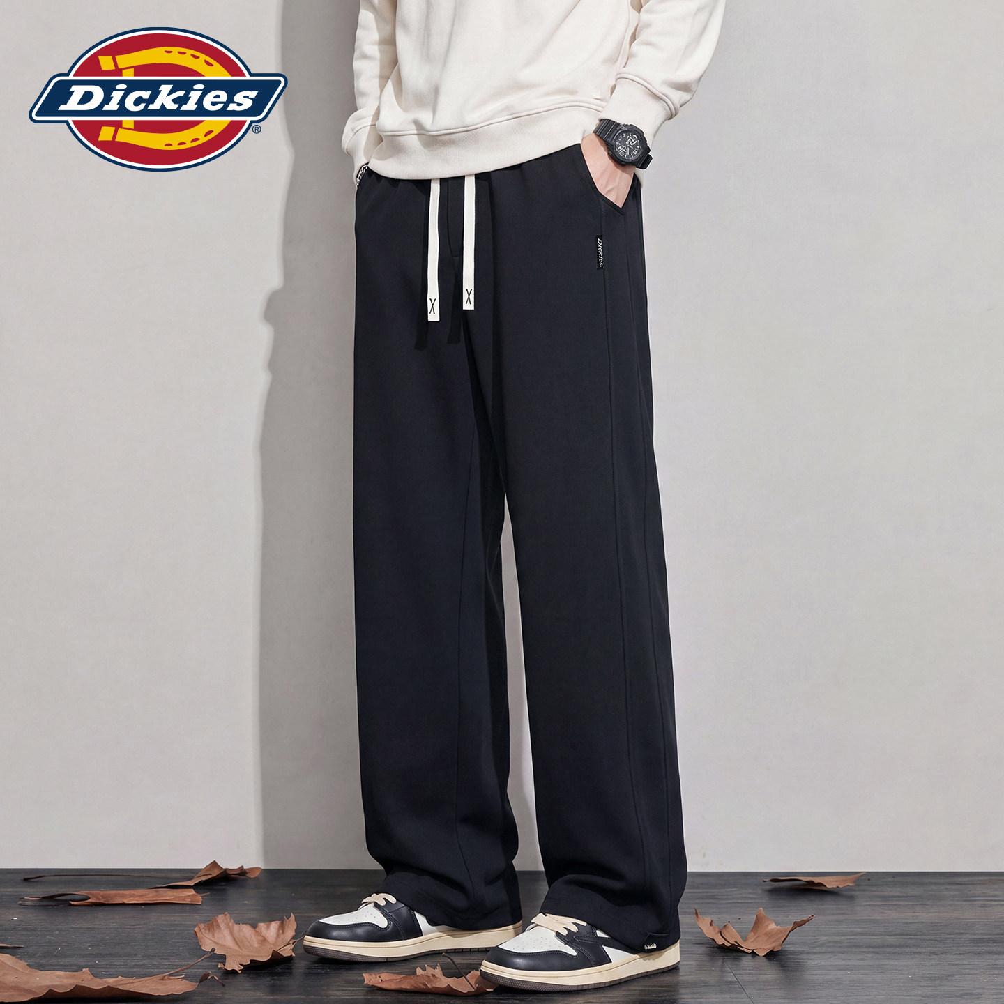 Dickies帝酷适潮牌美式针织卫裤男士秋季休闲裤宽松直筒抽绳裤子Y