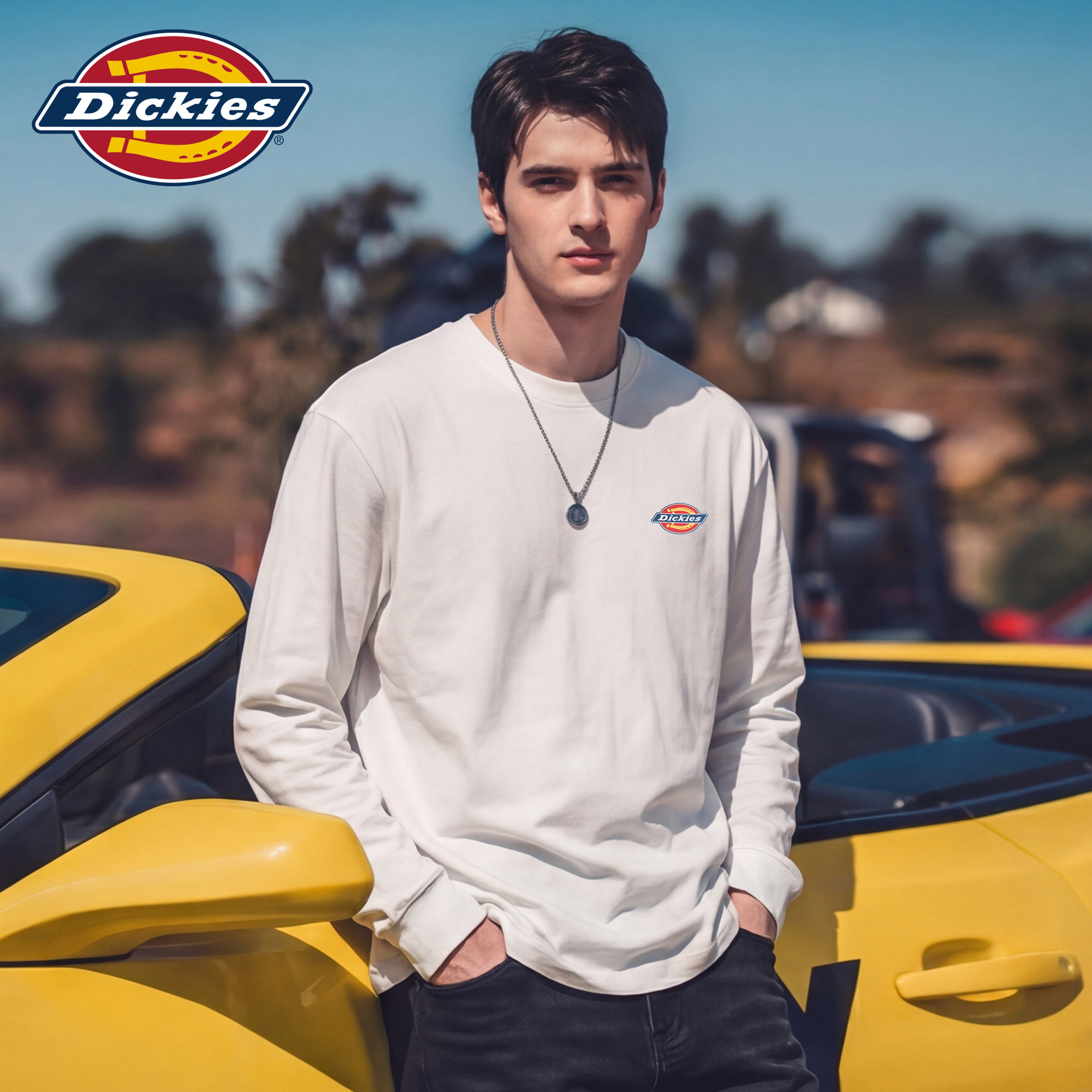 Dickies帝酷适美式百搭情侣印花长袖T恤男秋季潮牌重磅纯棉上衣M