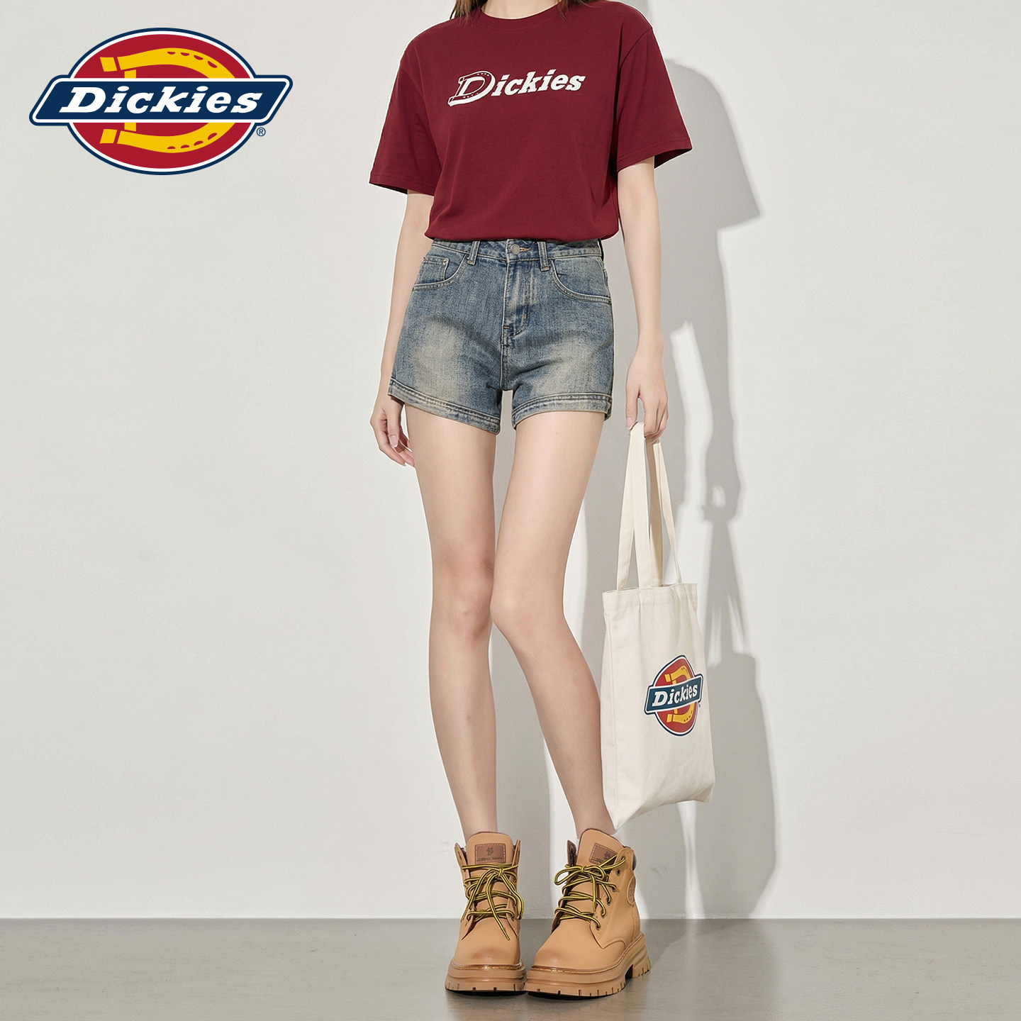 Dickies帝酷适美式复古辣妹高腰牛仔短裤女2026新款修身显瘦百搭m