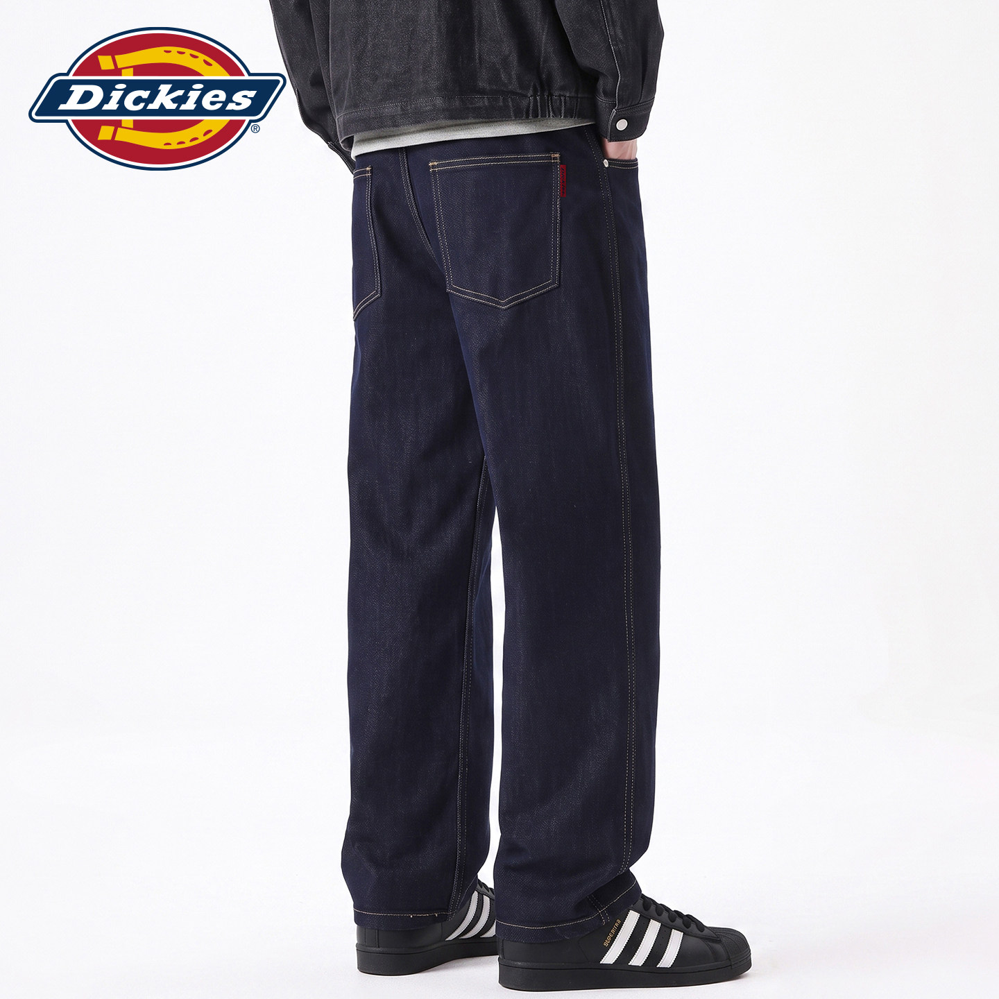 Dickies帝酷适潮牌秋冬新款水洗原色牛仔裤男士百搭宽松直筒裤子Y
