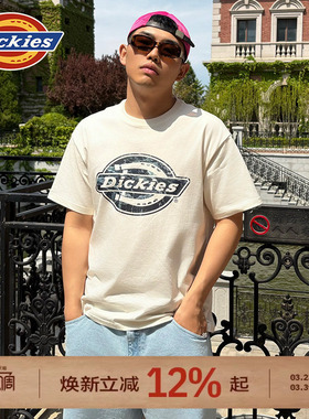 Dickies帝酷适26春夏大理石纹路大LOGO图案印花宽松短袖T恤男女J
