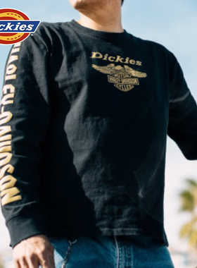 Dickies帝酷适x HARLEY DAVIDSON 哈雷联名25鹰标图案印花长袖T恤