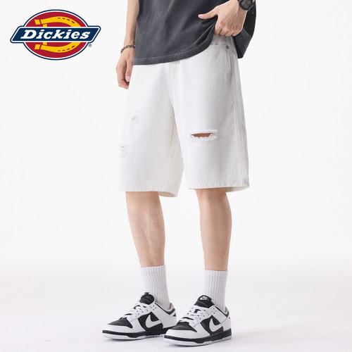 Dickies美式破洞牛仔宽松短裤子