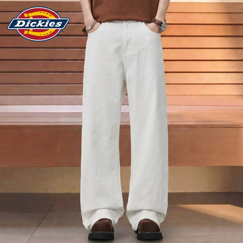 Dickies帝酷适白色直筒牛仔裤男