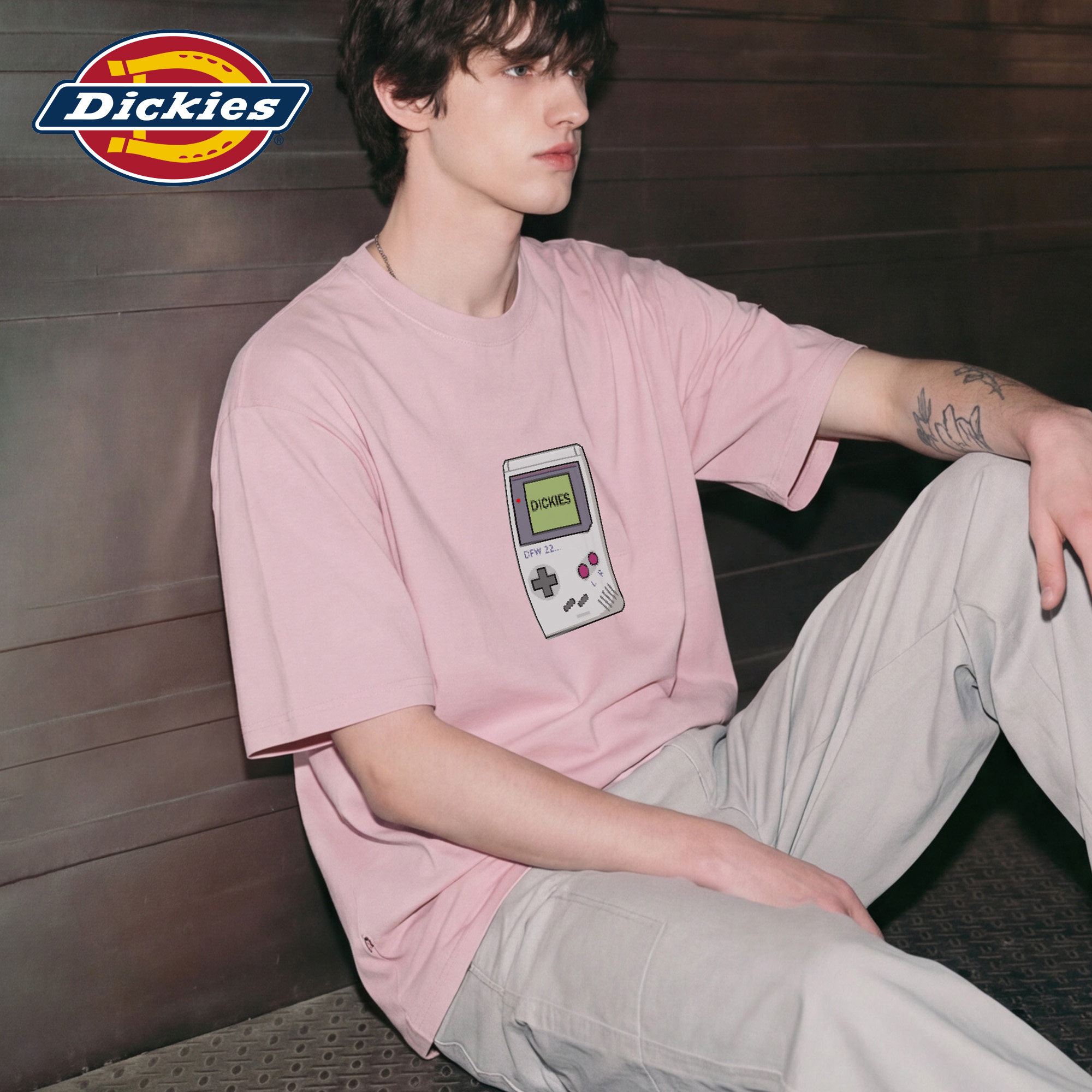 Dickies帝酷适纯棉透气短袖t恤男生夏季童趣游戏机印花半袖上衣M