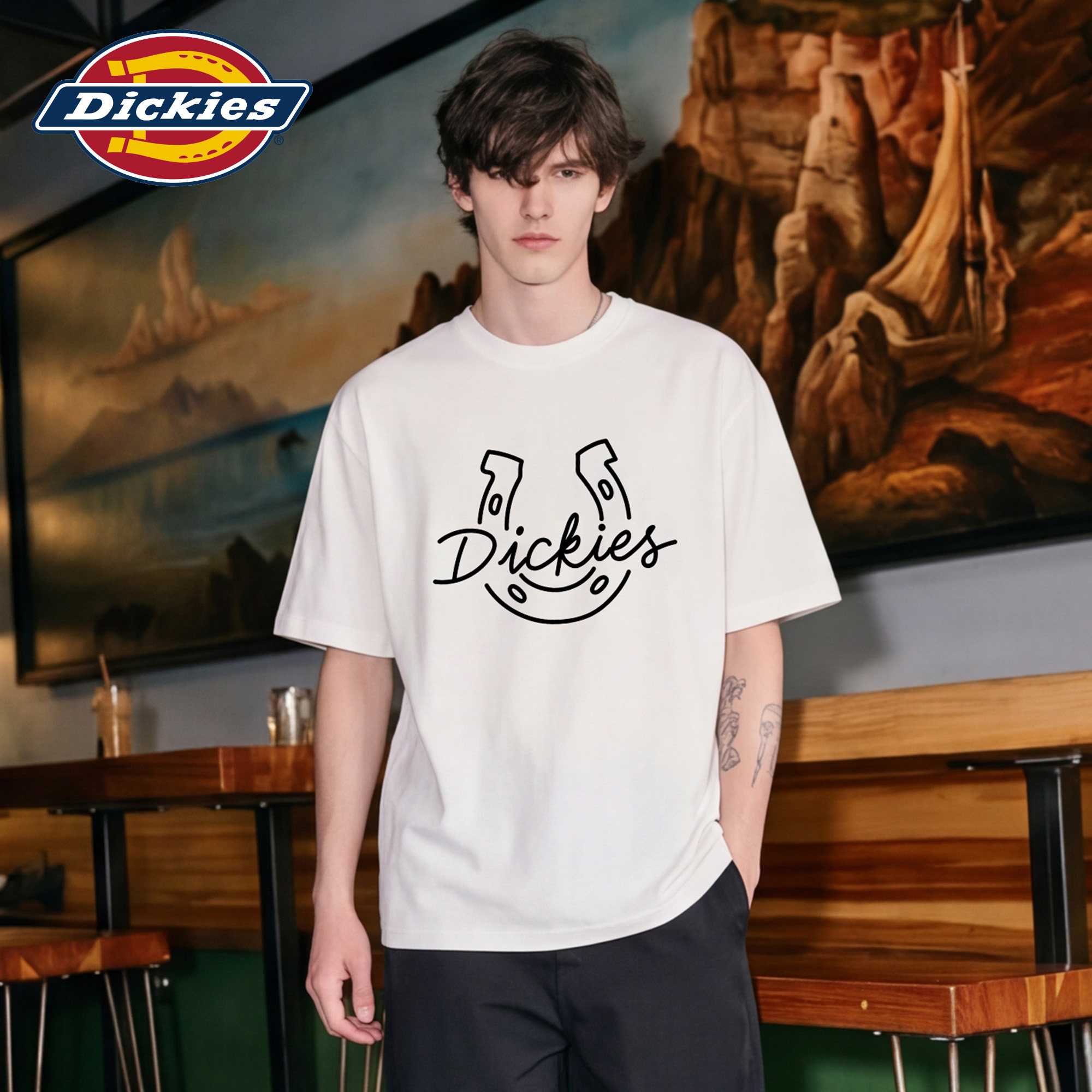 Dickies帝酷适美式纯棉短袖T恤男夏季涂鸦印花宽松半袖休闲上衣M