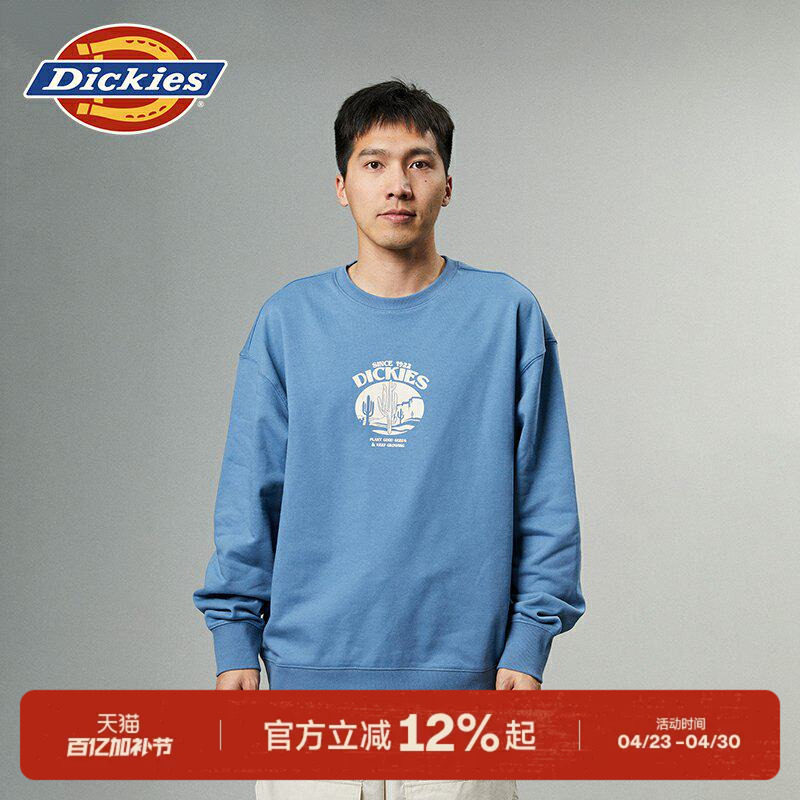 Dickies帝酷适卫衣春秋图案印花休闲圆领毛圈布美式宽松卫衣情侣J
