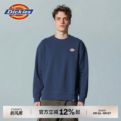 Dickies三色logo贴布绣圆领卫衣