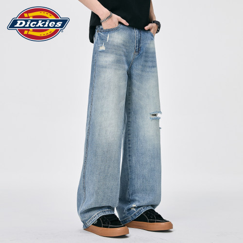 Dickies帝酷适破洞弯刀牛仔裤男