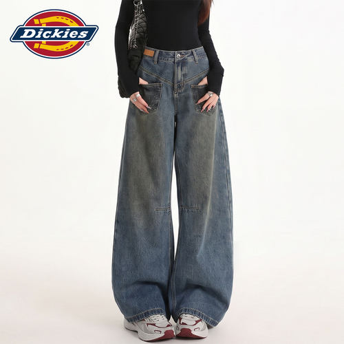 Dickies帝酷适弯刀阔腿牛仔裤女Y