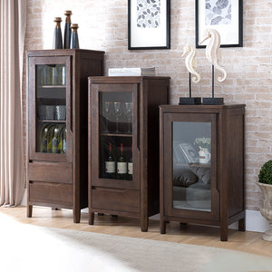 优木家具全实木酒柜北美红橡木柜子实木小书柜边柜客厅柜北欧简约
