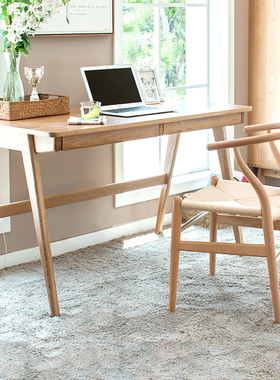 优木家具纯实木书桌1.2米北美红橡木写字桌1.6米桌子北欧简约原木