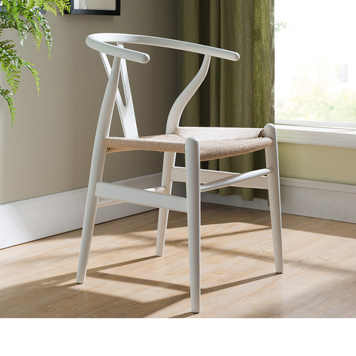 实木榉木餐椅北欧简约白色