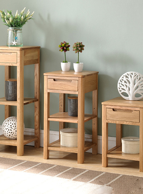 优木家具纯实木花架北美橡木花架实木置物架灯桌北欧简约现代