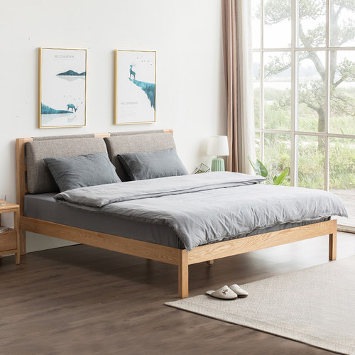 北美橡木全实木床双人床北欧简约