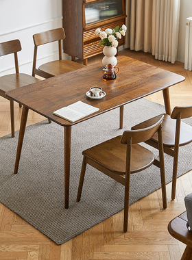 优木家具全实木餐桌1.6米白蜡木餐桌1.4米餐椅1.2米北欧胡桃木色