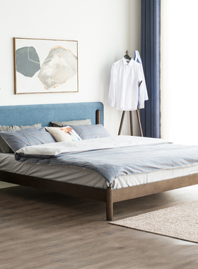 优木家具实木床1.8米红橡木双人床1.5米单人床1.2米北欧简约 现货