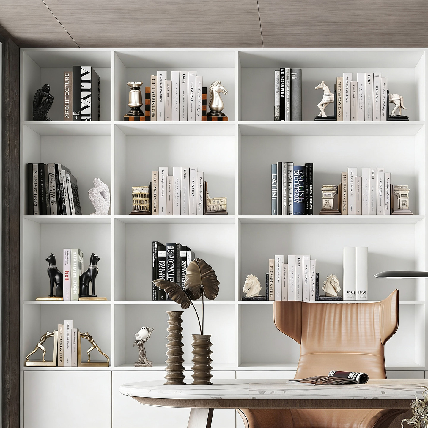 书立简约现代办公室酒店大堂书架装饰摆件书挡客厅书房轻奢工艺品